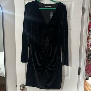 Black velvet mini dress